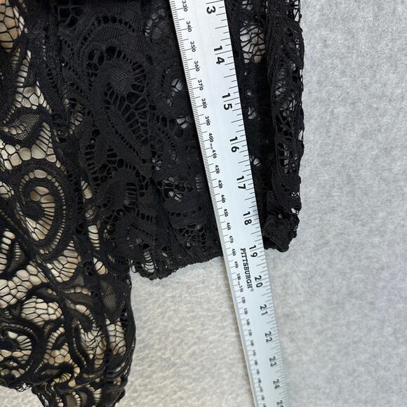 PerSeption Concept Top Womens Size XL Black Floral 3/4 Sleeve Lined Crochet Lace - Picture 11 of 12